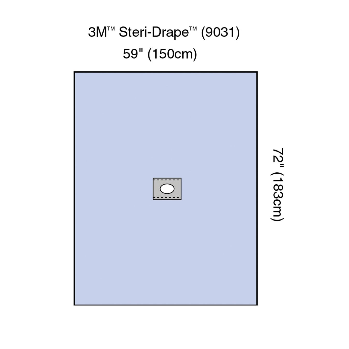 Steri-Drape Adhesive Aperture Drape, 59" x 72", Absorbent Impervious Material, Off-Centered Oval Aperture, 25/bx, 2 bx/cs (Continental US+HI Only)