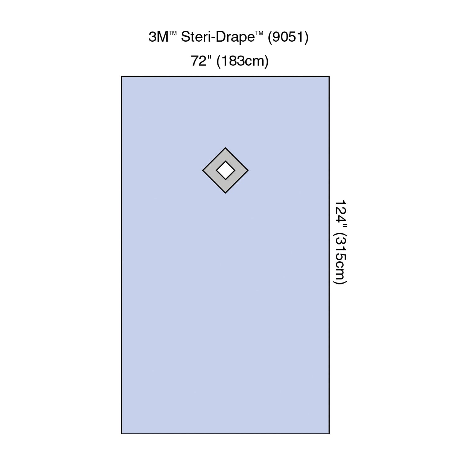 Steri-Drape Thyroid Drape, 72" x 124", Absorbent Impervious Material, Diamond Adhesive Aperture, 15/bx, 2 bx/cs (Continental US+HI Only)