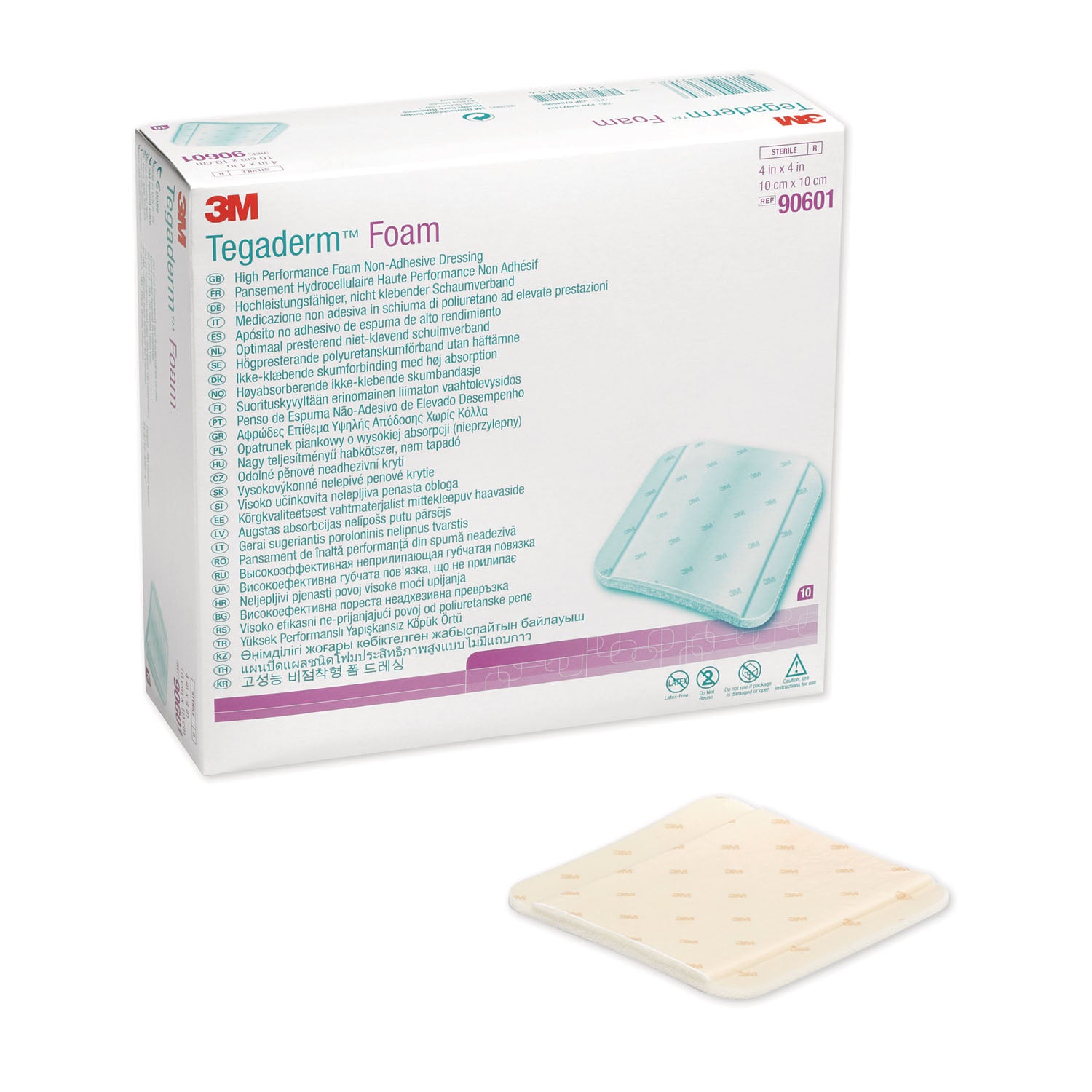 Non-Adhesive Foam Dressing, 4" x 4", 10/bx, 4 bx/cs (Continental US+HI Only)