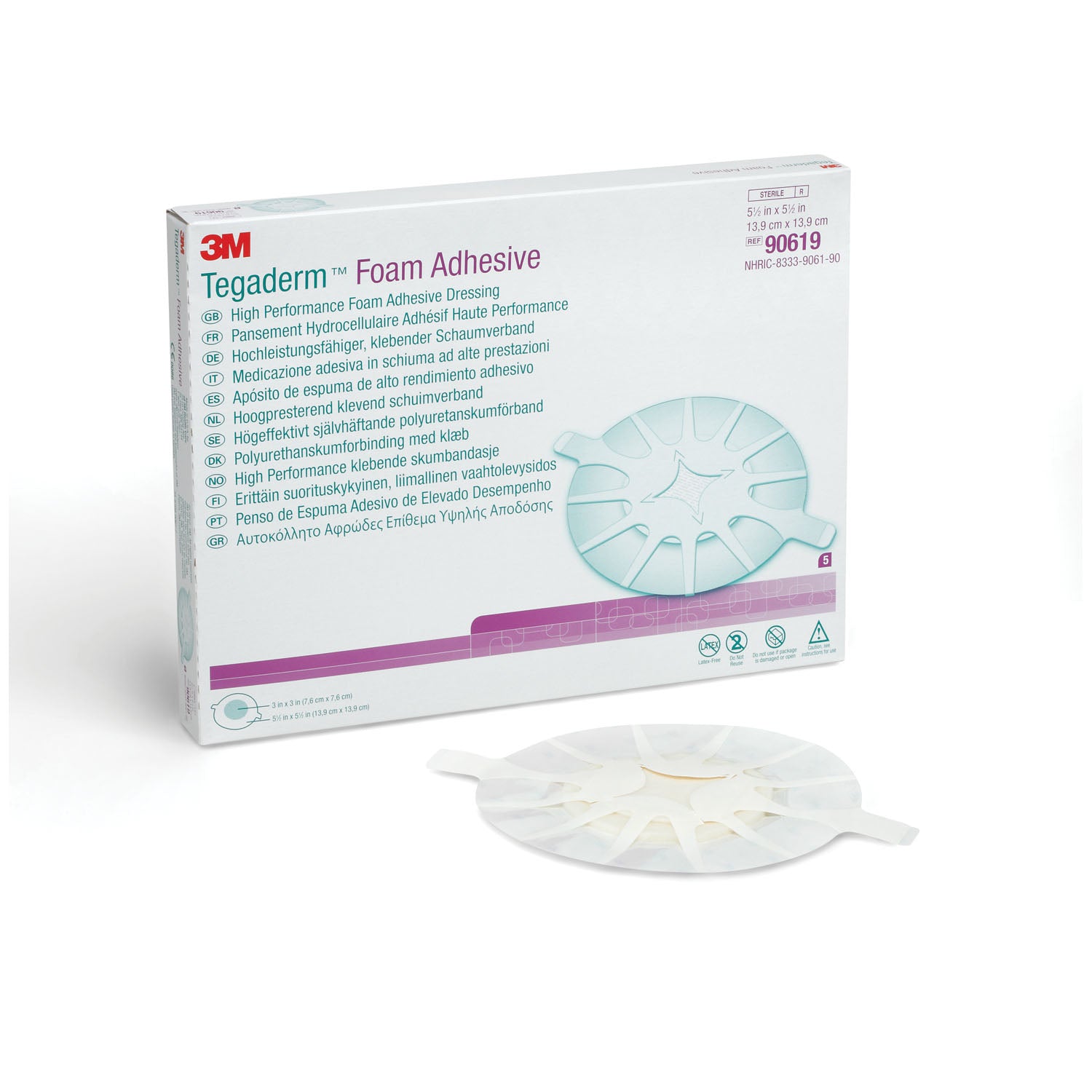 Foam Adhesive Dressing, 5 _" x 5 _", Heel Design, 5/bx, 4 bx/cs (Continental US+HI Only)