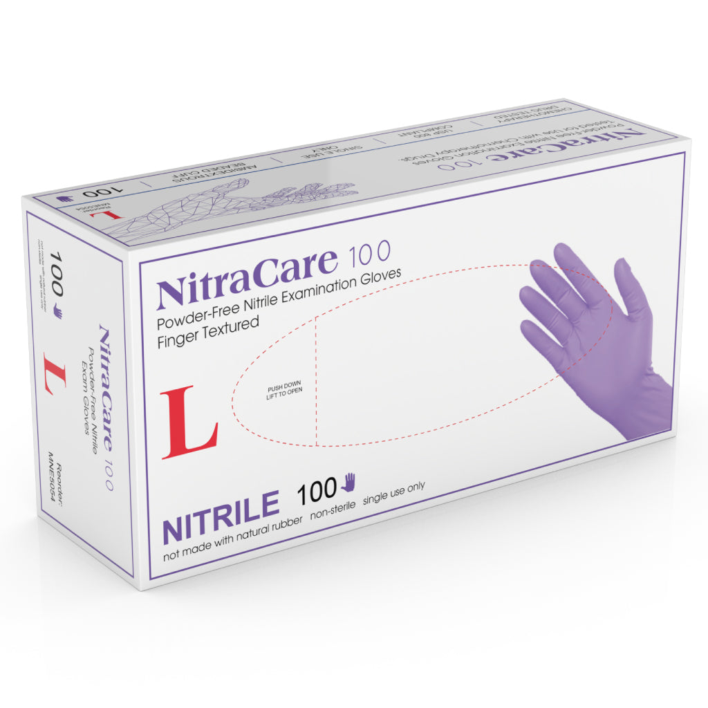 Exam Glove, Nitrile, X-Small, Powder-Free, Textured Finger, Violet Blue, Non-Sterile, 100/bx, 10 bx/cs