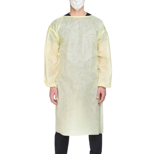 Gown, SMS, AAMI Level 2 Isolation, SMS, Full Back w/ Elastic Cuff, Yellow, XL ,100/cs