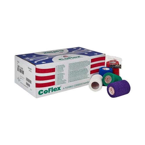 Self-Adherent Wrap, 3" x 5 yds, Rainbow Pack, includes Red, Teal, White, Green, Purple & Blue, Latex, 24 rl/cs