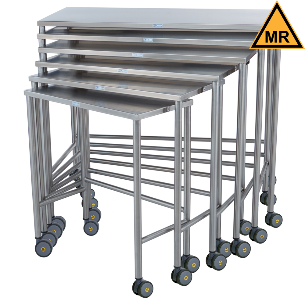 Nested Instrument Table, 48"W x 24"H x 42"D, On Casters, MRI Safe (DROP SHIP ONLY)