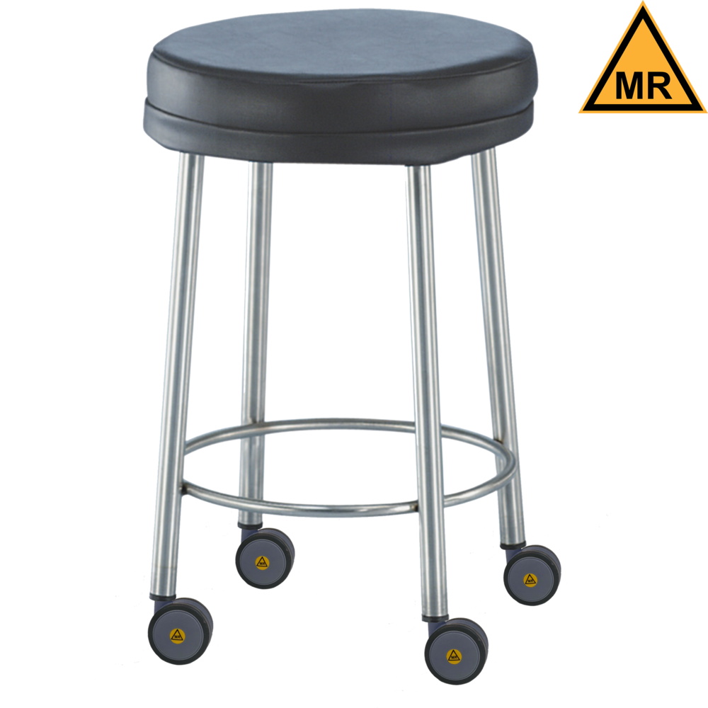 Padding Stool, 15" Diameter, 2" Cushion Seat, Casters, MRI Safe (DROP SHIP ONLY)