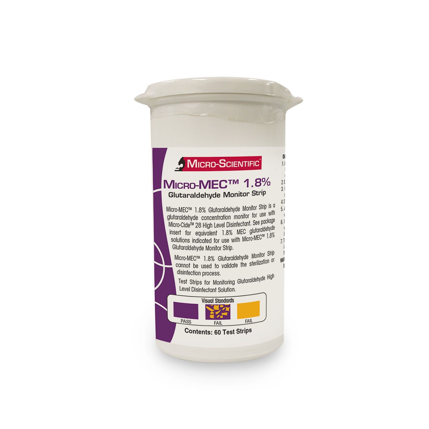 Micro-MEC 1.8% Glutaraldehyde Monitor Strips, 60 strips/bottle, 2 btl/cs