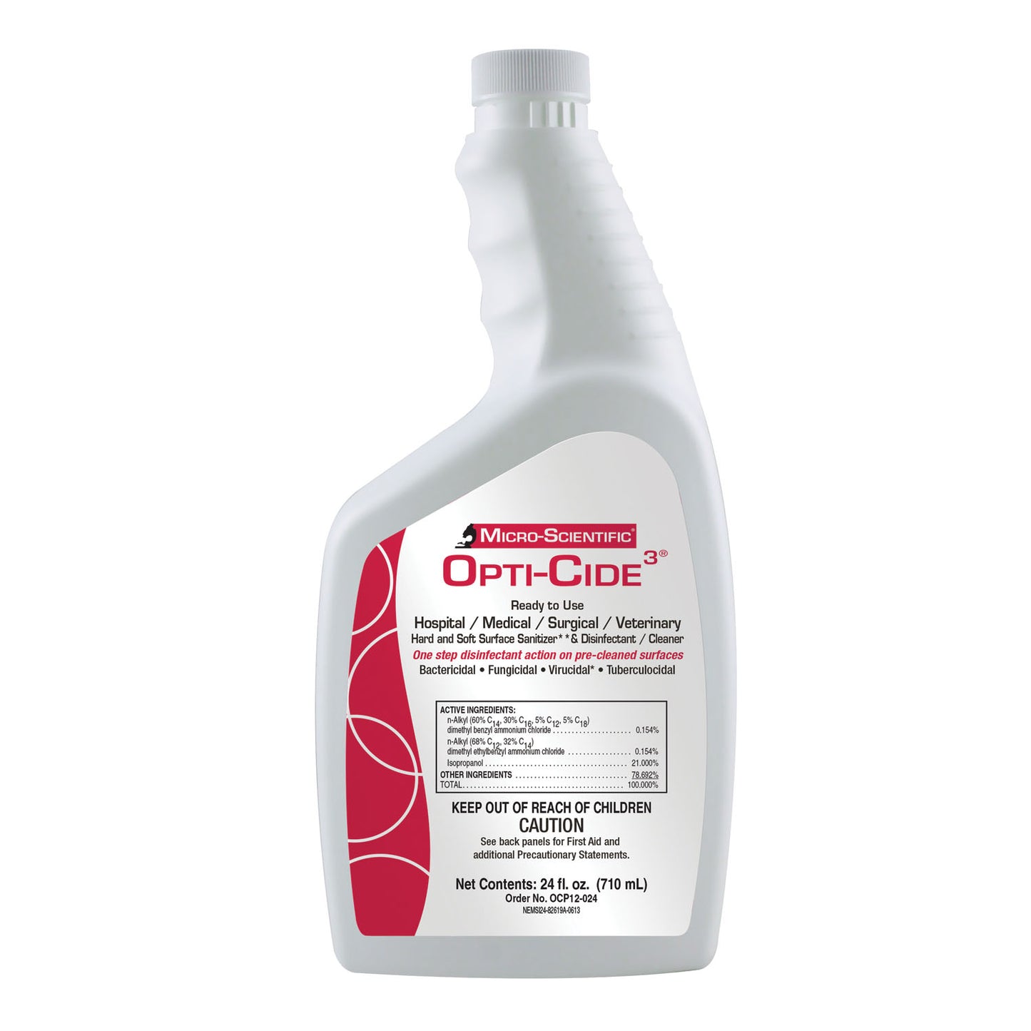 Opti-Cide3 Disinfectant, Pour Bottle with Flip Cap, 24 oz, 12/cs (60 cs/plt) (Contenental US Only) (Item is considered HAZMAT and cannot ship via Air or to AK, GU, HI, MP, PR, VI)