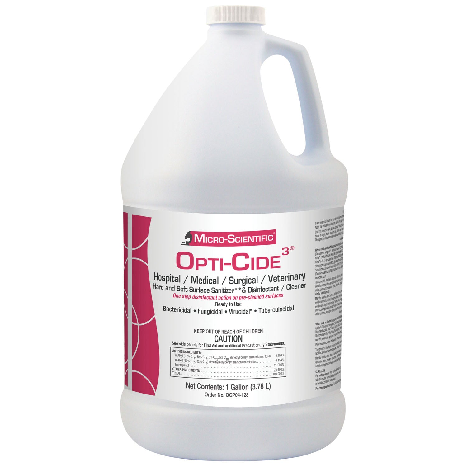 Opti-Cide3 Disinfectant, 1 Gallon Pour Bottle, 4/cs (Contenental US Only) (Item is considered HAZMAT and cannot ship via Air or to AK, GU, HI, MP, PR, VI) (36 cs/plt)