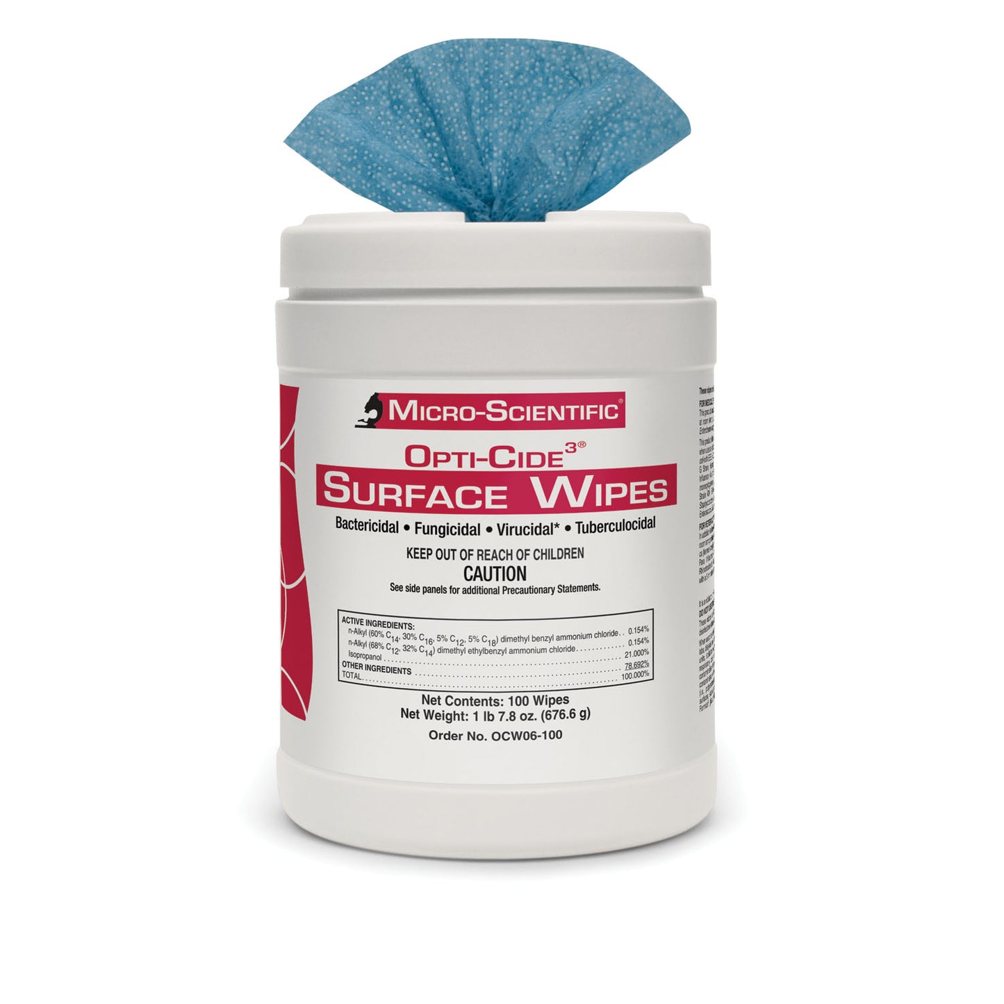 Surface Wipes OPTI-CIDE3, 7" x 10", 100/can, 6 can/cs (US Only) (60 cs/plt)