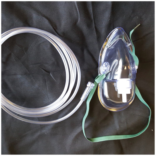 Oxygen Mask, Simple, Medium Concentration, Adult, Elongated, 7' Star Tubing, 50/cs (40 cs/plt)