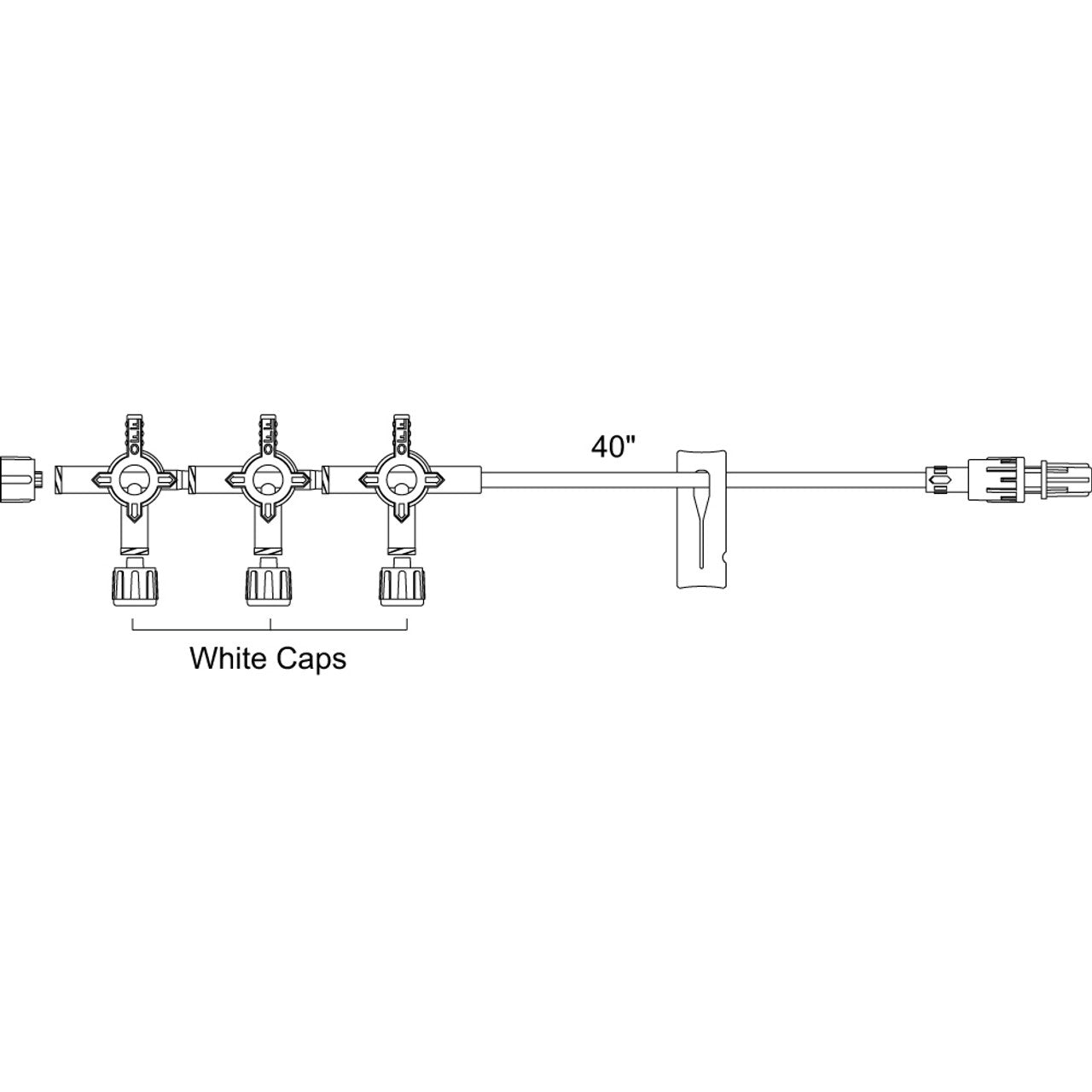 Stopcock Intravenous, 3 Gang, 4 way Swivel, Luer Lock w/ Tubing side Clamp, 25/cs (US Only)