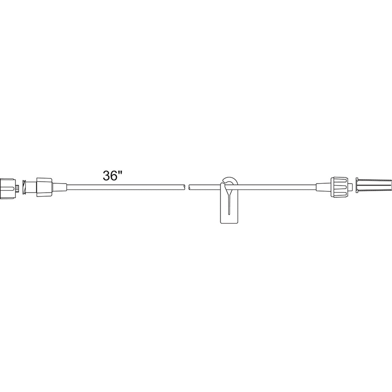 Ultra Small Bore Extension Set, Removable Slide Clamp, Male Luer Lock, 37" Length, 1.1ml PV, Non-DEHP, Latex-Free (LF), Non-PVC, Lipid Resistant, 50/cs (US Only)