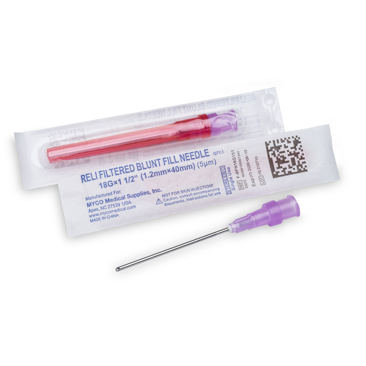 Blunt Fill Needle with Syringe, 18g x 1.5", 3 mL Syringe, 100/bx (US Only)