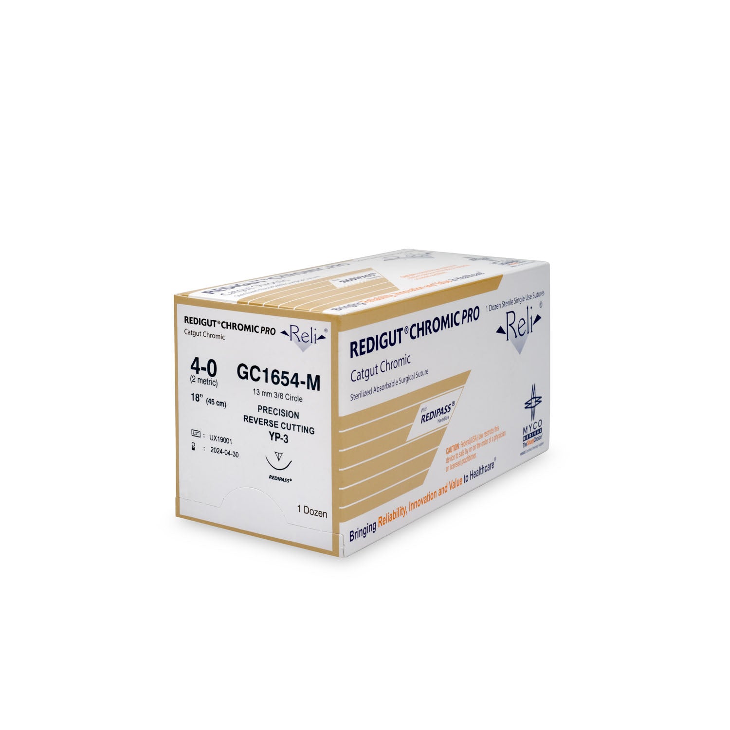Suture, 4-0, Redigut, Chromic, Natural, 18", YPS-3, 12/bx (US Only)