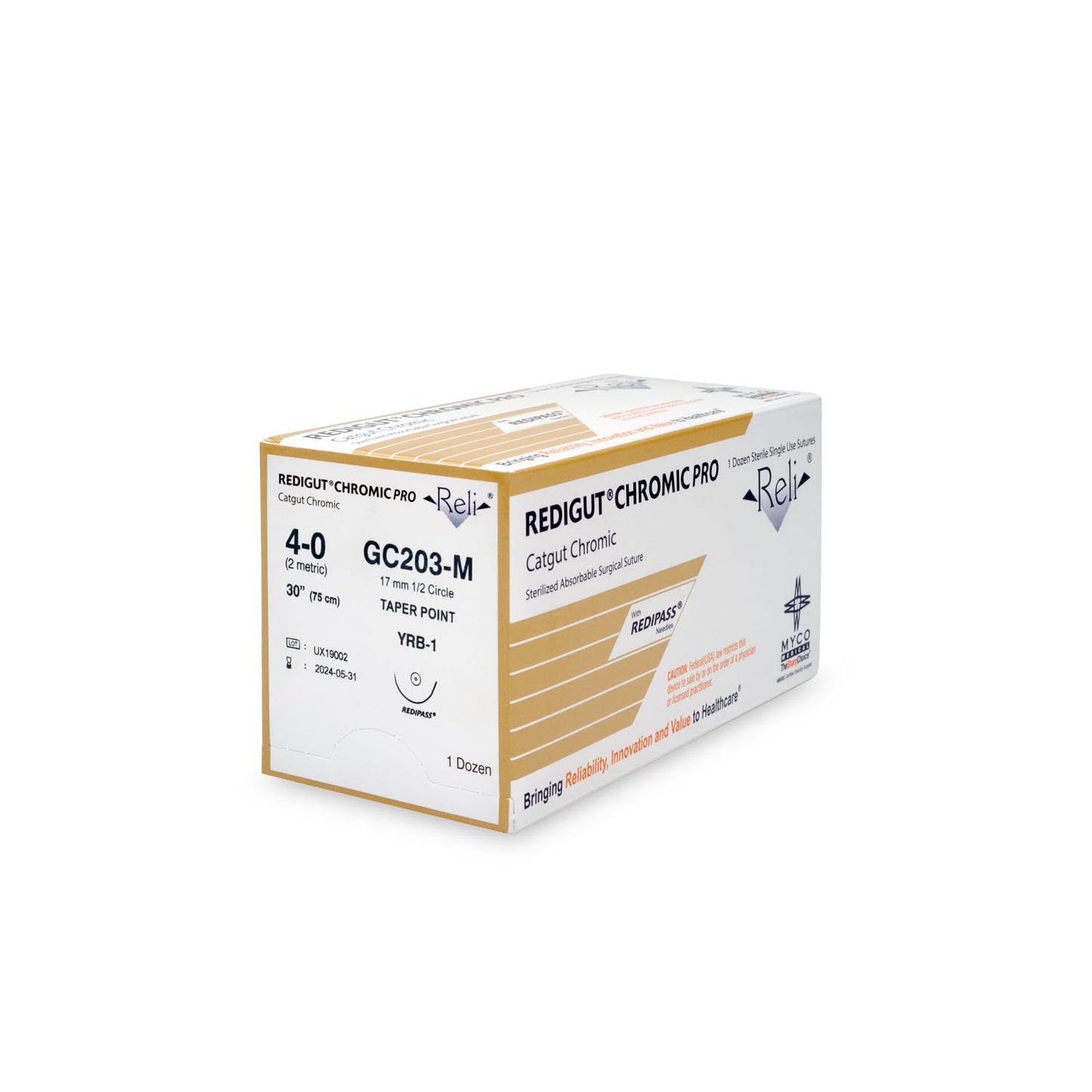 Suture, 4-0, Redigut, Chromic, Natural, 30", YRB-1, 12/bx (US Only)