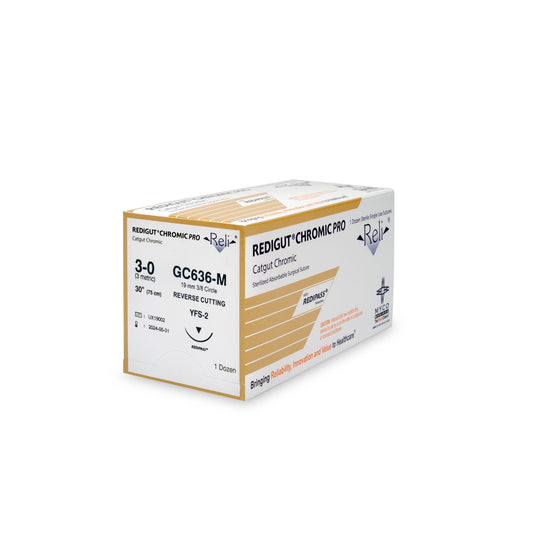Suture, 3-0, Redigut, Chromic, Natural, 30", YFS-2, 12/bx (US Only)