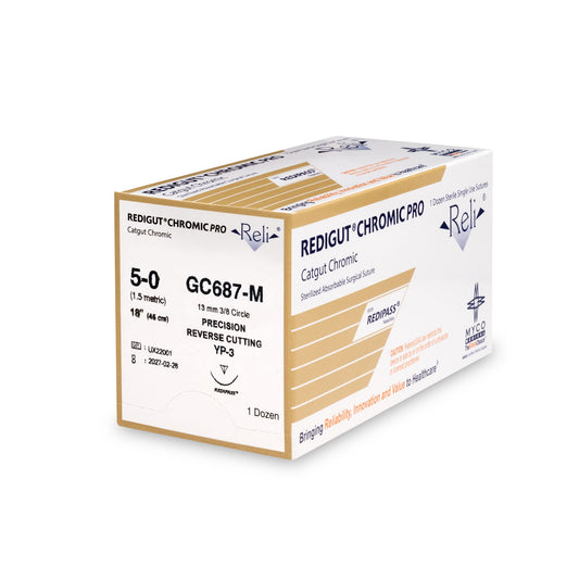 Suture, 5-0, Redigut, Chromic, Natural, 18", YP-3, 12/bx (US Only)