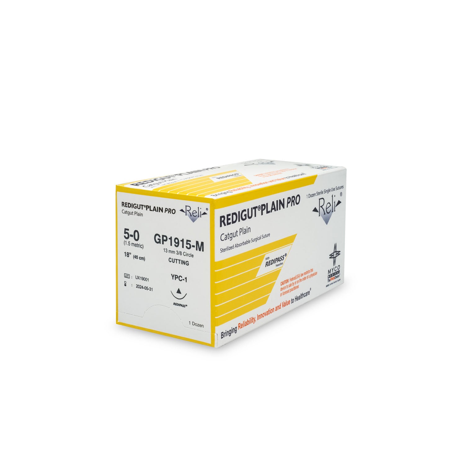 Suture, 5-0, Redigut, Plain, Natural, 18", YPC-1, 12/bx (US Only)