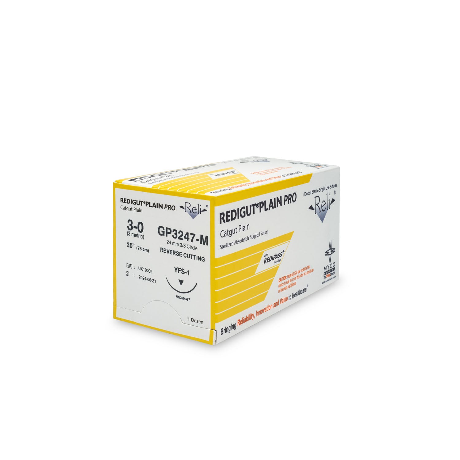Suture, 3-0, Redigut, Plain, Natural, 30", YFS-1, 12/bx (US Only)