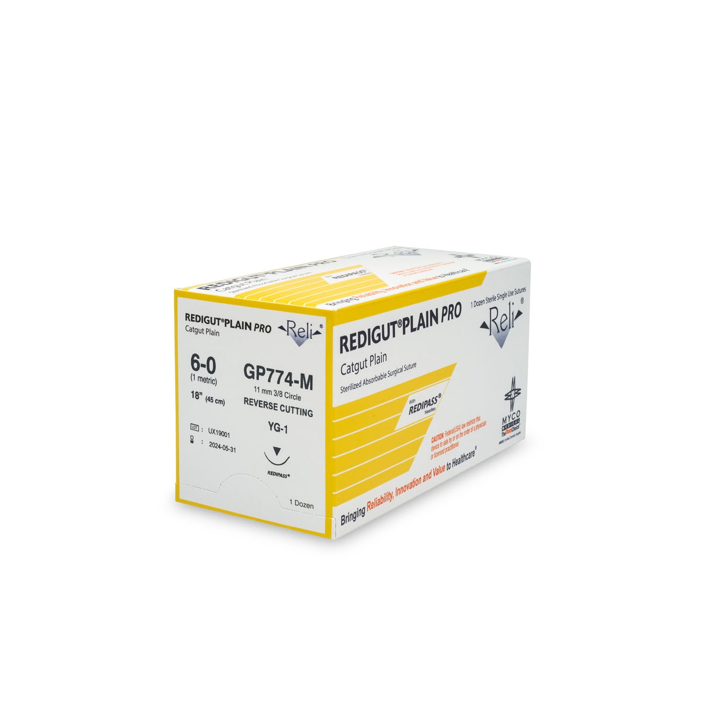 Suture, 6-0, Redigut, Plain, Natural, 18", YG-1, 12/bx (US Only)