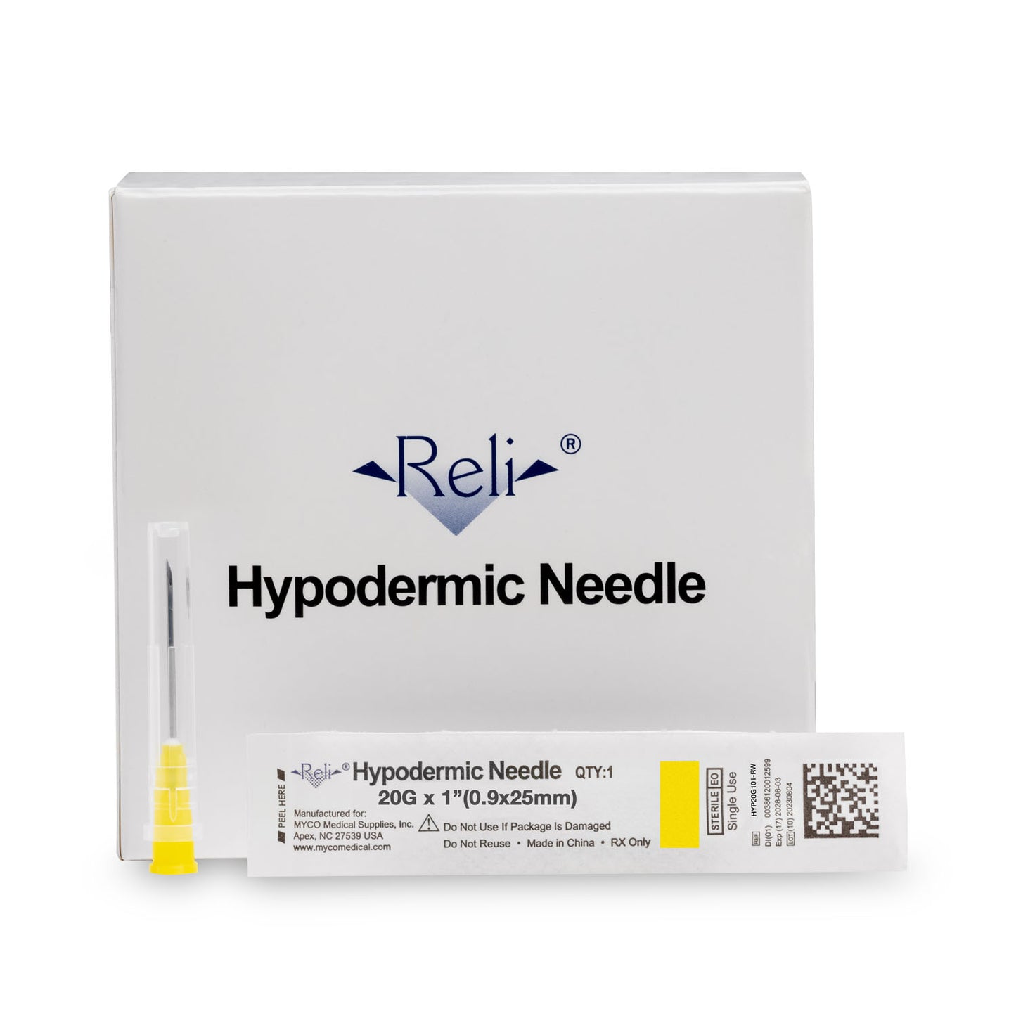 Hypodermic Needle Only, 20G x 1", Regular Wall, Regular Bevel, 100/bx (US Only)