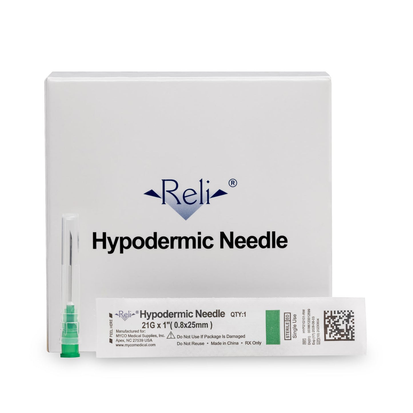 Hypodermic Needle Only, 21G x 1", Regular Wall, Regular Bevel, 100/bx (US Only)