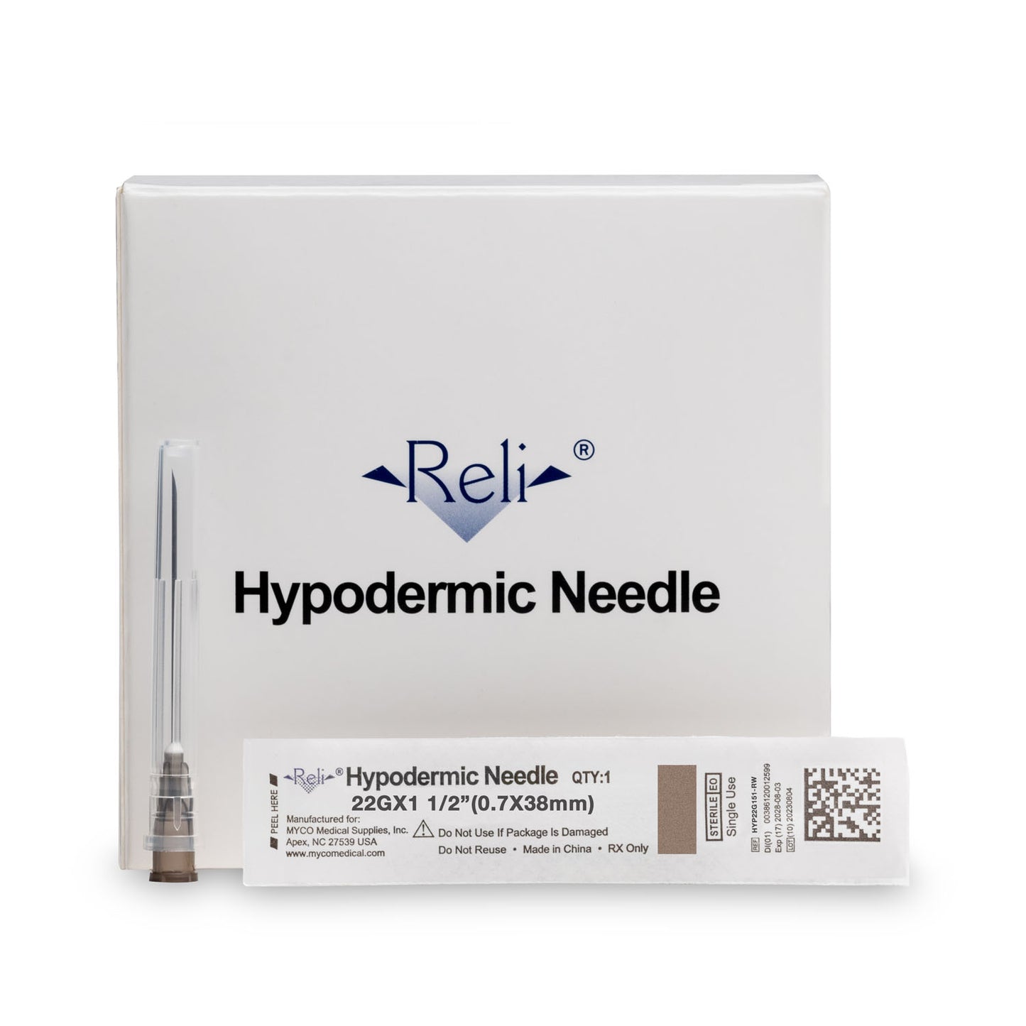 Hypodermic Needle Only, 22G x 1-1/2", Regular Wall, Regular Bevel, 100/bx (US Only)