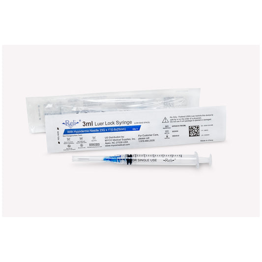 Syringe with Detachable Hypodermic Needle, 3 mL, 23G x 1", Low Dead Space, Thin Wall, Regular Bevel, 100/bx (US Only)