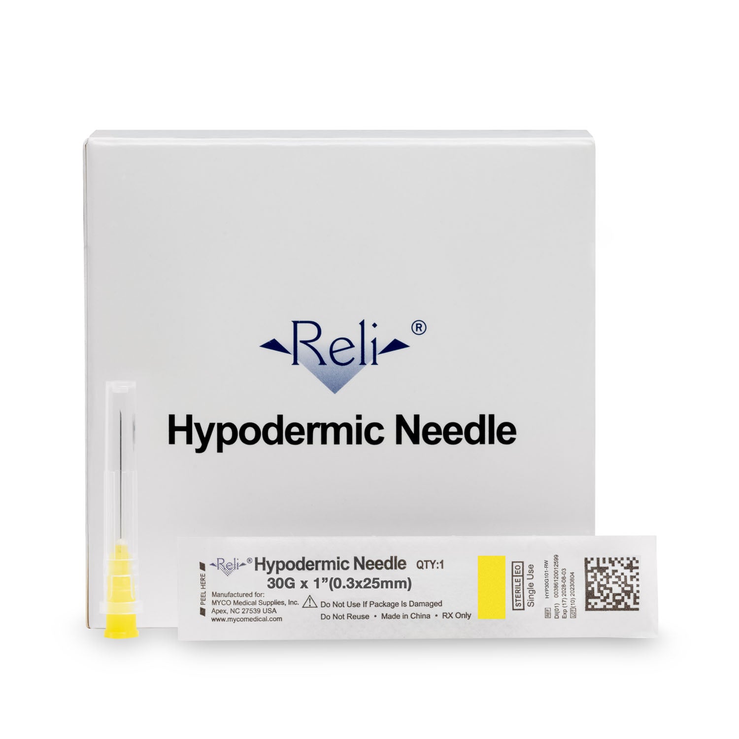 Hypodermic Needle Only, 30G x 1", Regular Wall, Regular Bevel, 100/bx (US Only)