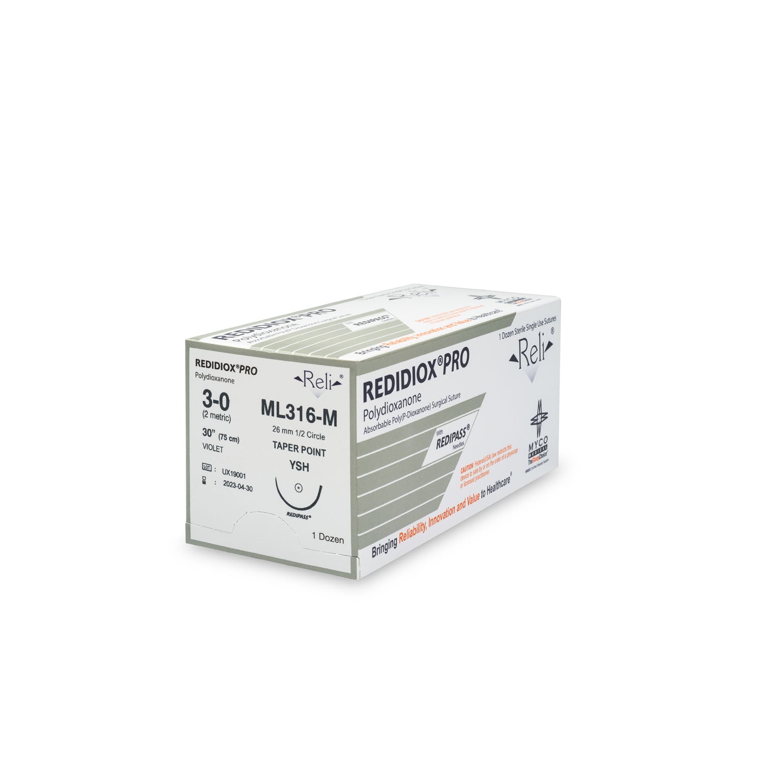 Suture, 3-0, Redidiox, Violet, Monofilament, 30", YSH, 12/bx (US Only)