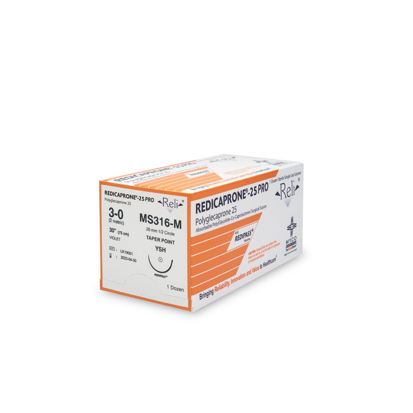 Suture, 3-0, Redicaprone, Violet, Monofilament, 30", YSH, 12/bx (US Only)