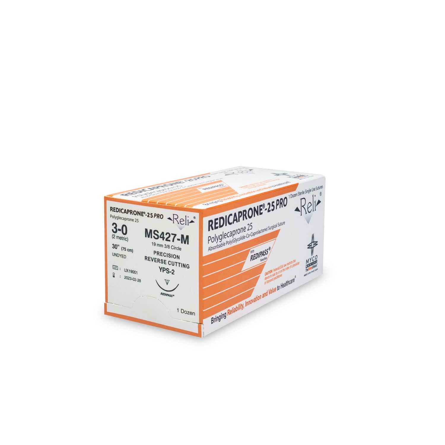 Suture, 3-0, Redicaprone, Undyed, Monofilament, 30", YPS-2, 12/bx (US Only)
