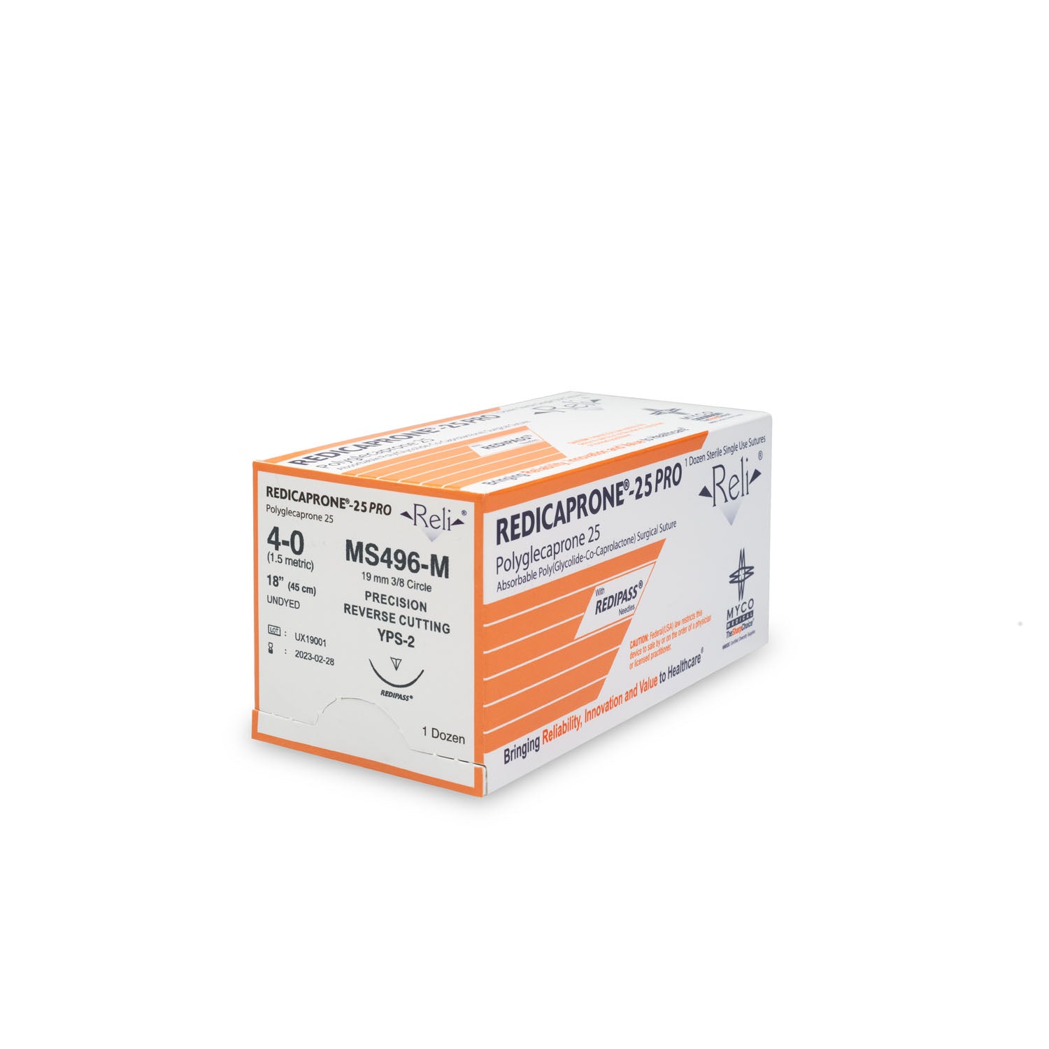 Suture, 4-0, Redicaprone, Undyed, Monofilament, 18", YPS-2, 12/bx (US Only)