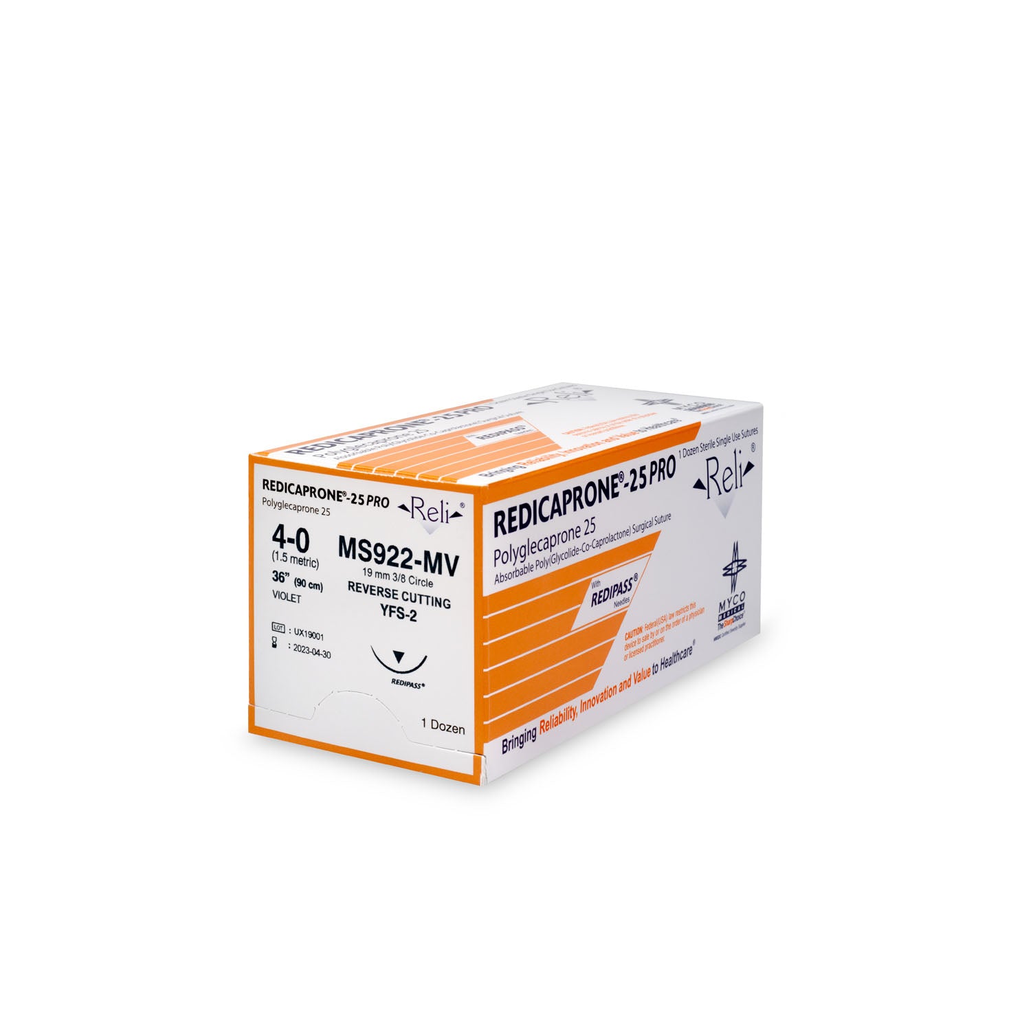 Suture, 4-0, Redicaprone, Violet, Monofilament, 36", YFS-2, 12/bx (US Only)