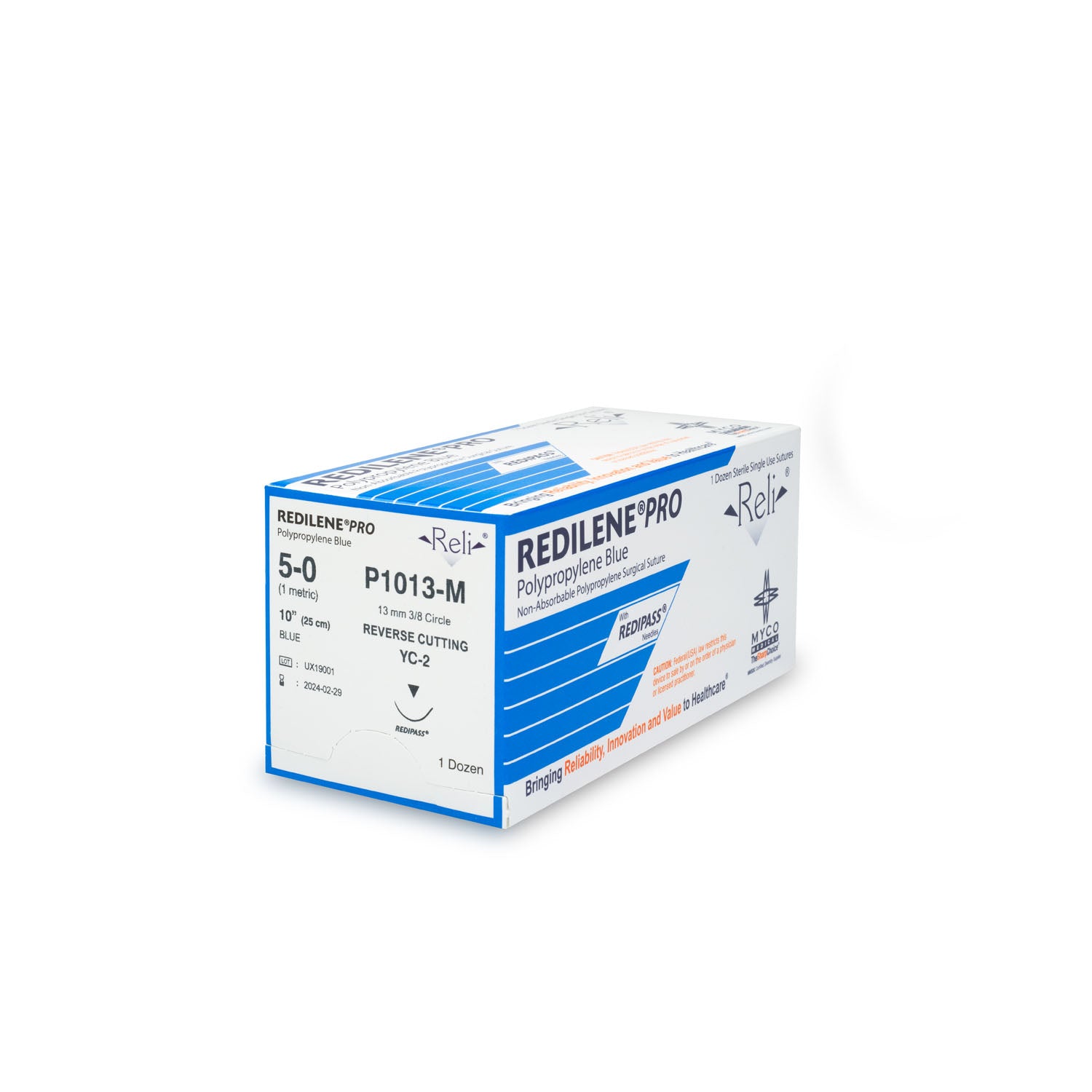 Suture, 5-0, Redilene, Blue, Monofilament, 10", YC-2, 12/bx (US Only)