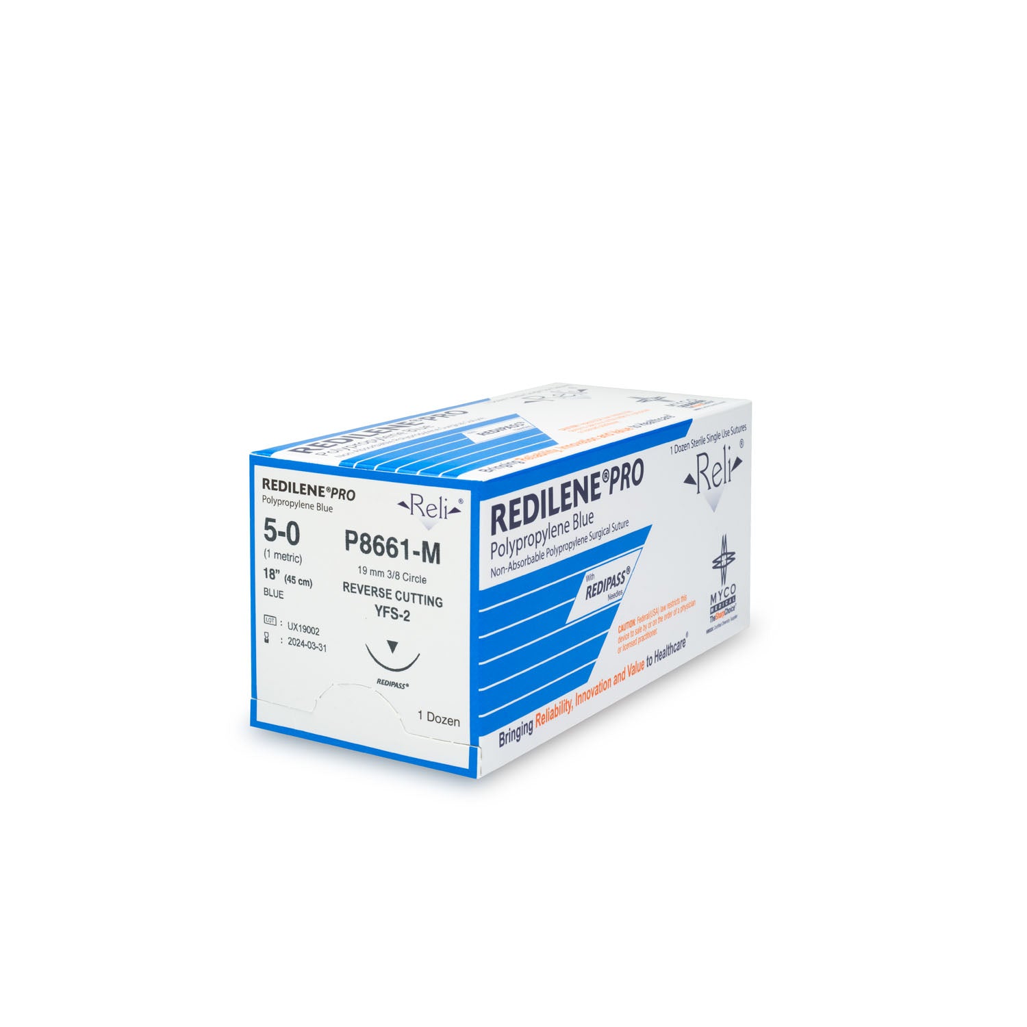 Suture, 5-0, Redilene, Blue, Monofilament, 18", YFS-2, 12/bx (US Only)