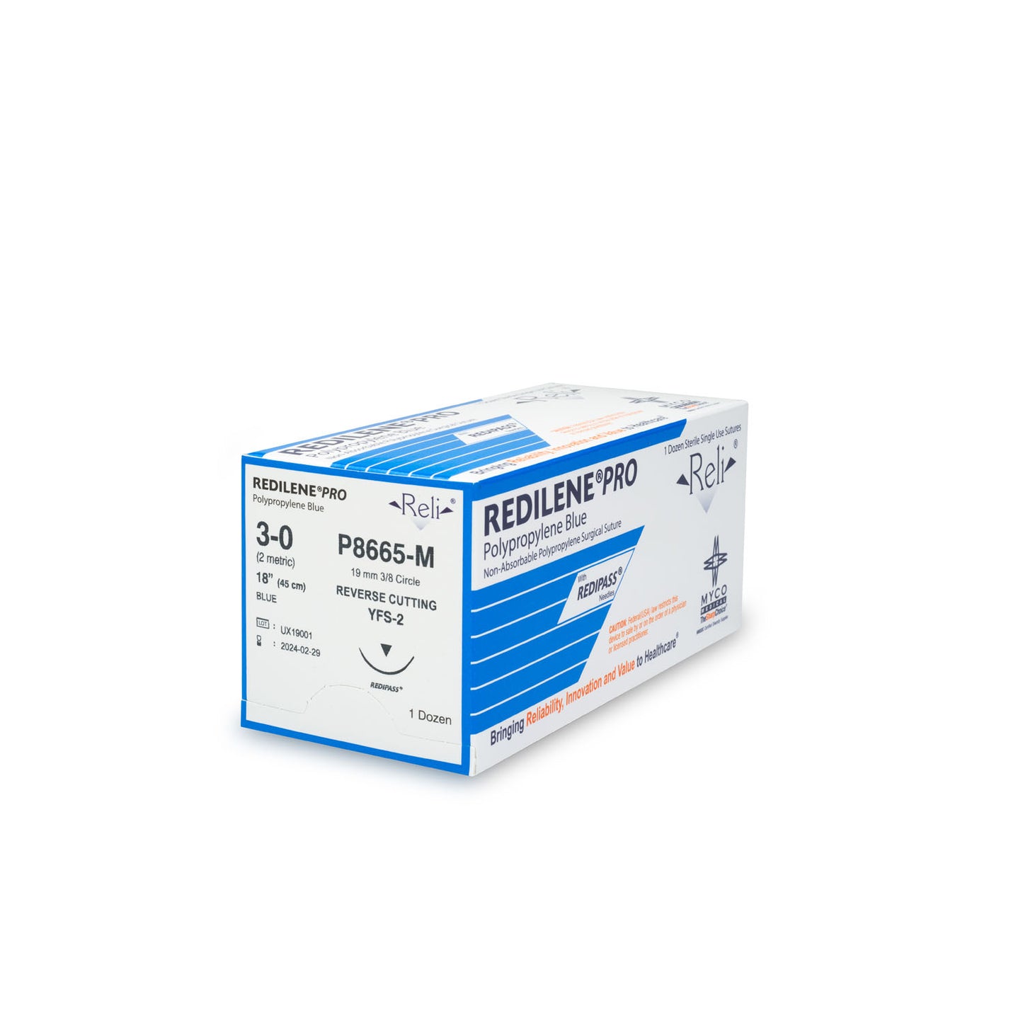 Suture, 3-0, Redilene, Blue, Monofilament, 18", YFS-2, 12/bx (US Only)