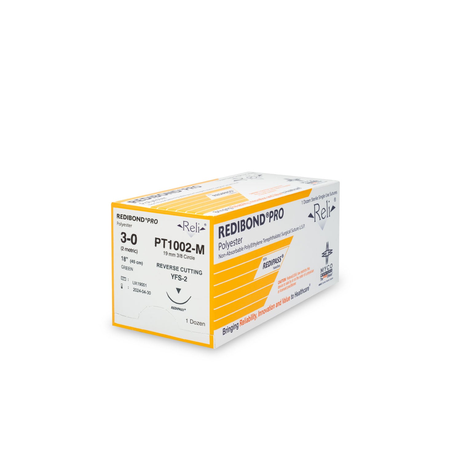 Suture, 3-0, Redibond, Green, Braided, 18", YFS-2, 12/bx (US Only)