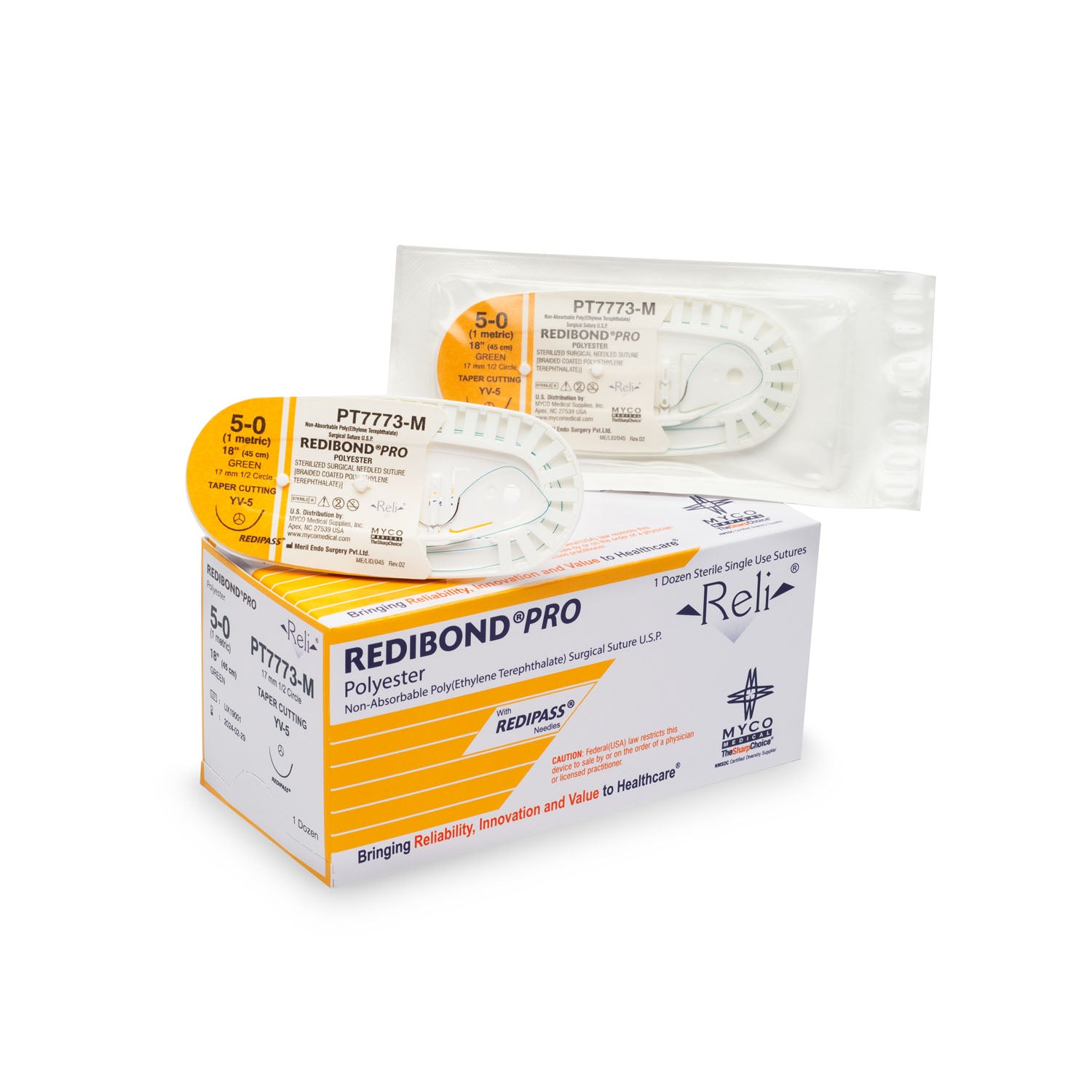 Suture, 5-0, Redibond, Green, Braided, 18", YV-5, 12/bx (US Only)