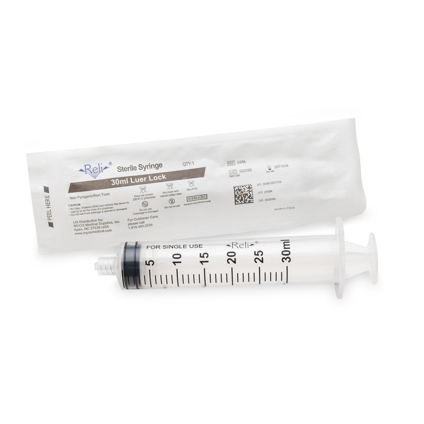 Syringe Only, 30mL, Luer Lock, 40/bx (US Only)
