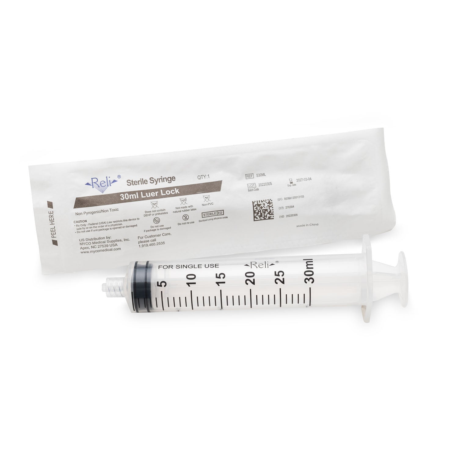 Syringe Only, 30mL, Luer Lock, 40/bx (US Only)