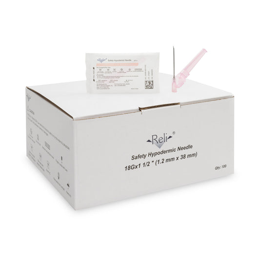 Safety Hypodermic Needle Only, 18G x 1-1/2", 100/bx (US Only)