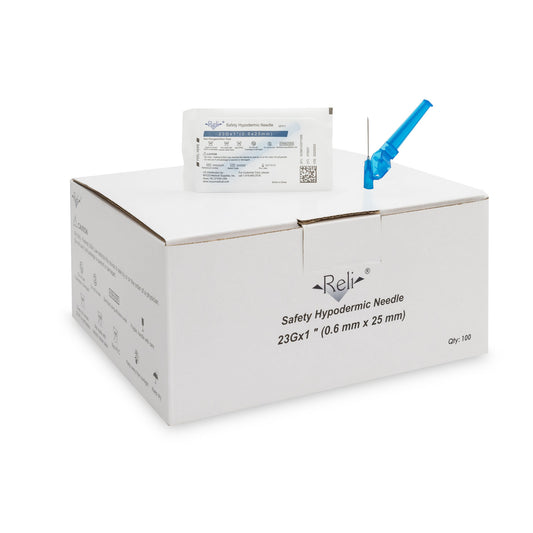 Safety Hypodermic Needle Only, 23G x 1", 100/bx (US Only)
