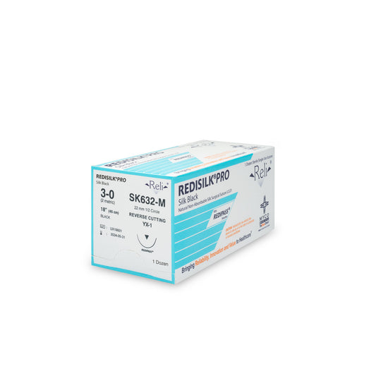 Suture, 3-0, Redisilk, Black, Braided, 18", YX-1, 12/bx (US Only)