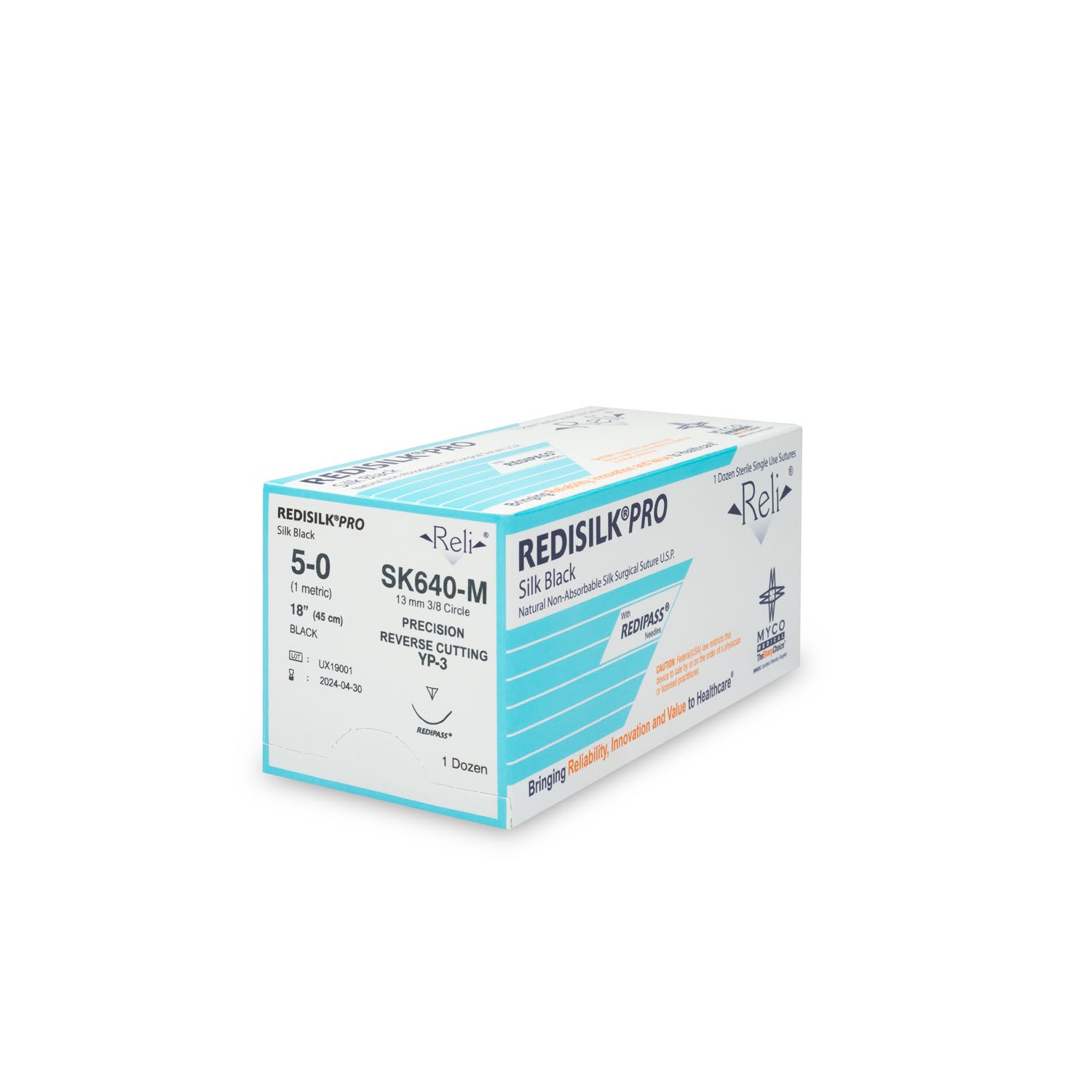 Suture, 5-0, Redisilk, Black, Braided, 18", YP-3, 12/bx (US Only)