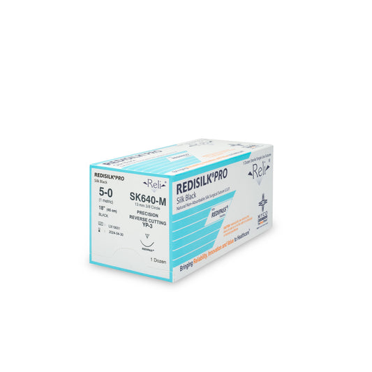 Suture, 5-0, Redisilk, Black, Braided, 18", YP-3, 12/bx (US Only)