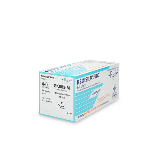 Suture, 4-0, Redisilk, Black, Braided, 18", YFS-2, 12/bx (US Only)