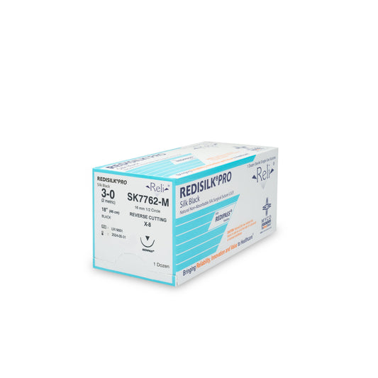 Suture, 3-0, Redisilk, Black, Braided, 18", YX-8, 12/bx (US Only)