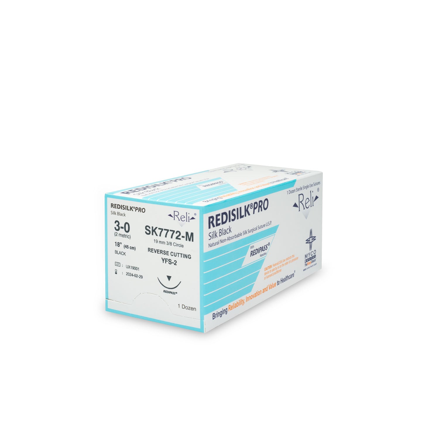 Suture, 3-0, Redisilk, Black, Braided, 18", YFS-2, 12/bx (US Only)