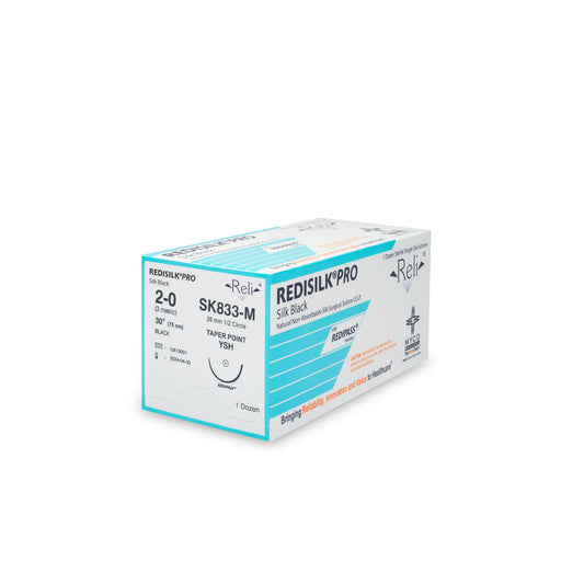 Suture, 2-0, Redisilk, Black, Braided, 30", YFS, 12/bx (US Only)